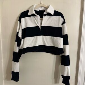 Brandy Melville Cropped Long Sleeve Polo